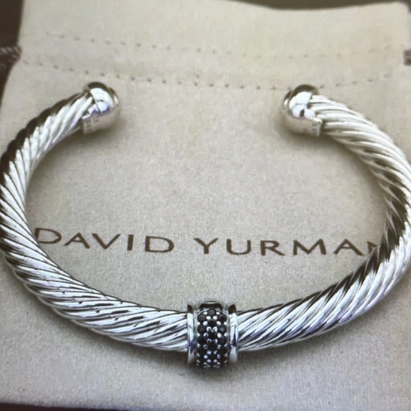 David Yurman Silver Cable Bracelet with Black Accents - Picture 6 of 6